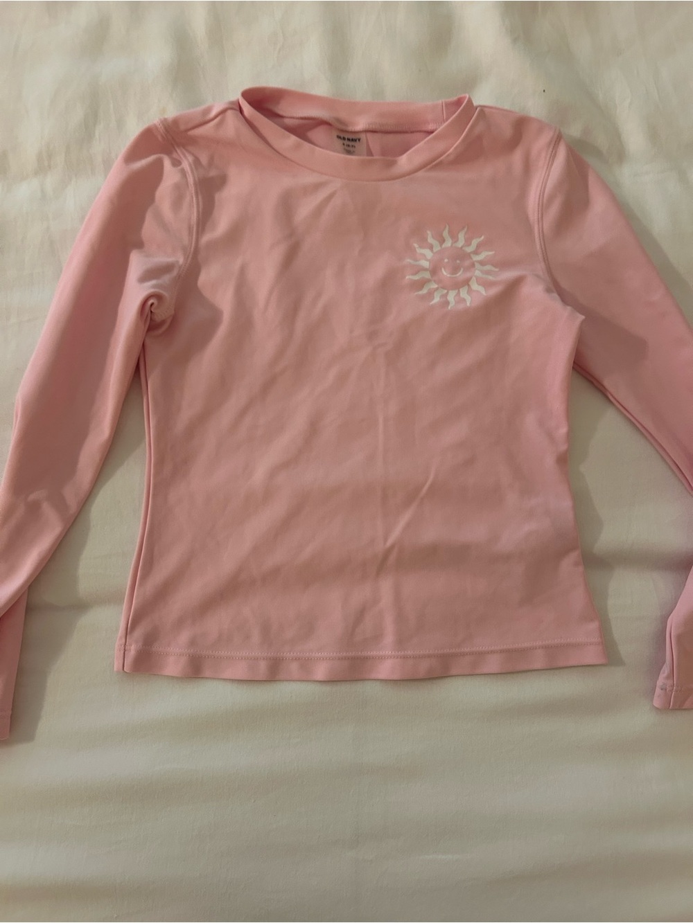 Old Navy Pink Long-Sleeve Girls' Rashguard with Sun Graphic